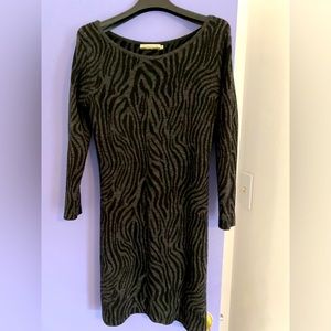 Chlaramente made in Italy black grey animal print scoop neck sweater xl fitted